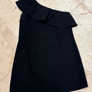 French Connection Black One Shoulder Ruffle Mini Holiday Dress Sz.10 - EUC